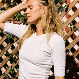 Organic Rib V Neck - White