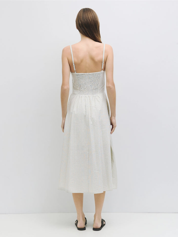 Genevieve Dress - Ivory / Blue