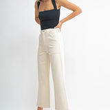 Cargo Pocket Wide Leg Jeans - Almond