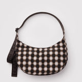 Medium Nylon Crescent Bag - Blurred Gingham Brown