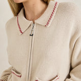 Frankie Dual Zip Cardigan - Natural