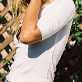 Organic Rib V Neck - White