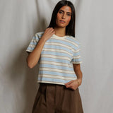 Gia Crew Tee - Pacific Blue Stripe