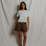 Gia Crew Tee - Pacific Blue Stripe