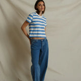 Gia Crew Tee - Pacific Blue Stripe