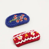 Polly Crochet Hair Clip - Red / White Floral