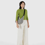Medium Nylon Crescent Bag - Black & White Gingham