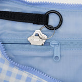 Medium Nylon Crescent Bag - Light Blue Gingham
