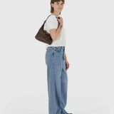 Mini Recycled Leather Shoulder Bag - Brown