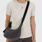 Small Nylon Crescent Bag - Washed Black Denim