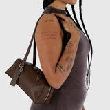 Small Recycled Leather Bowler Bag - Brown