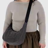 Medium Nylon Crescent Bag - Washed Black Denim