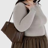 Recycled Leather Bowler Bag - Brown