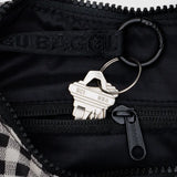 Small Nylon Crescent Bag - Black & White Gingham