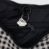 Medium Nylon Crescent Bag - Black & White Gingham