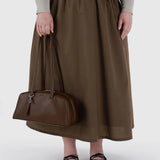 Recycled Leather Bowler Bag - Brown