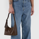 Mini Recycled Leather Shoulder Bag - Brown