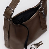 Mini Recycled Leather Shoulder Bag - Brown
