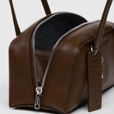 Small Recycled Leather Bowler Bag - Brown