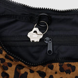 Medium Nylon Crescent Bag - Leopard