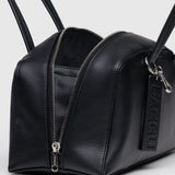 Recycled Leather Bowler Bag - Black