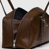 Recycled Leather Bowler Bag - Brown