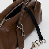 Small Recycled Leather Bowler Bag - Brown