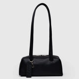 Small Recycled Leather Bowler Bag - Black