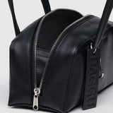Small Recycled Leather Bowler Bag - Black