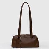 Small Recycled Leather Bowler Bag - Brown