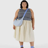 Medium Nylon Crescent Bag - Light Blue Gingham