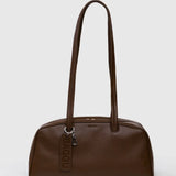 Recycled Leather Bowler Bag - Brown
