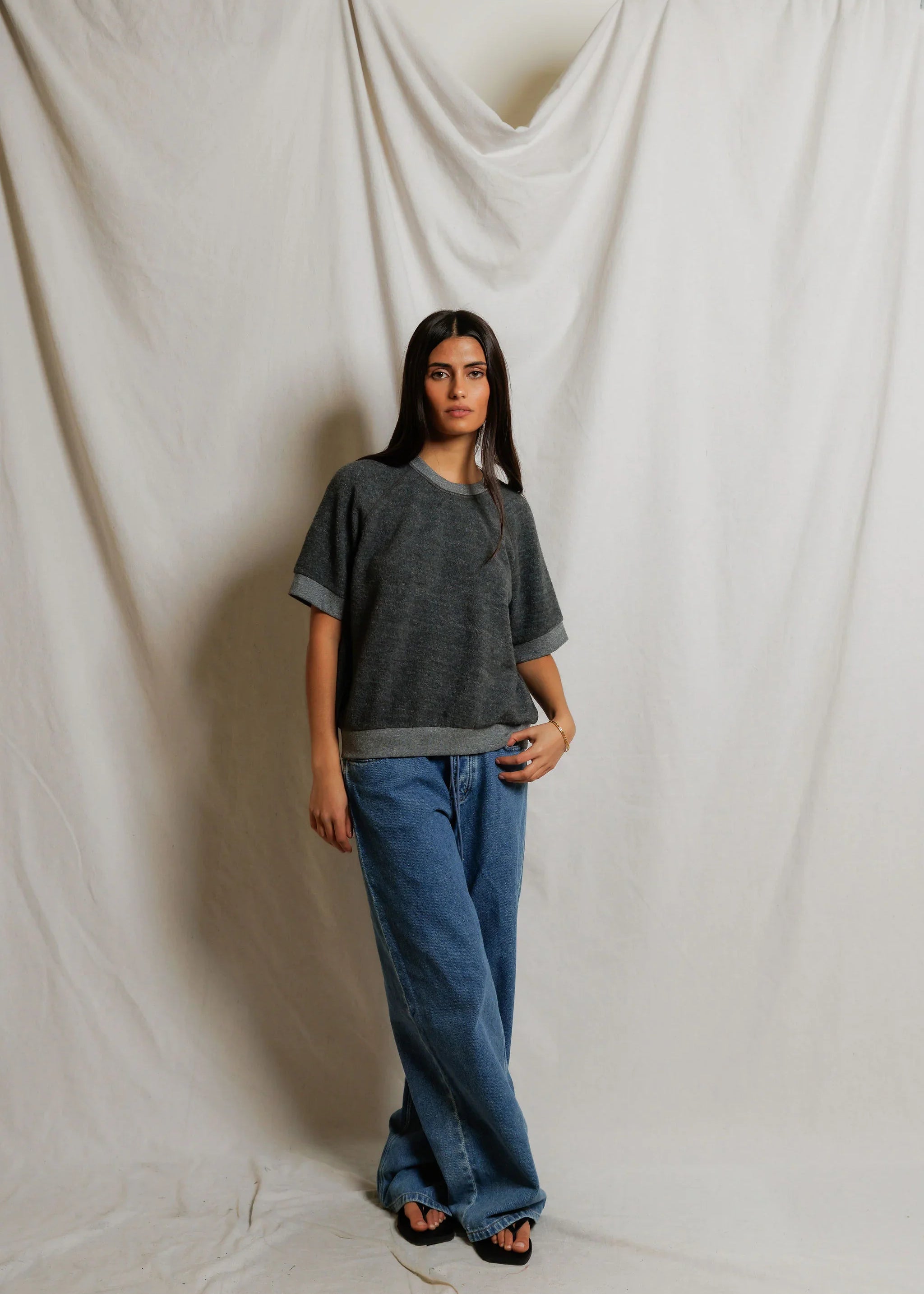 Kennedy Fleece Short Sleeve - Dark Heather Grey