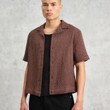 Boxy Dobby Lido SS Shirt - Brown