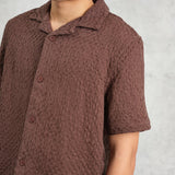 Boxy Dobby Lido SS Shirt - Brown