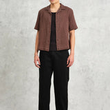 Boxy Dobby Lido SS Shirt - Brown