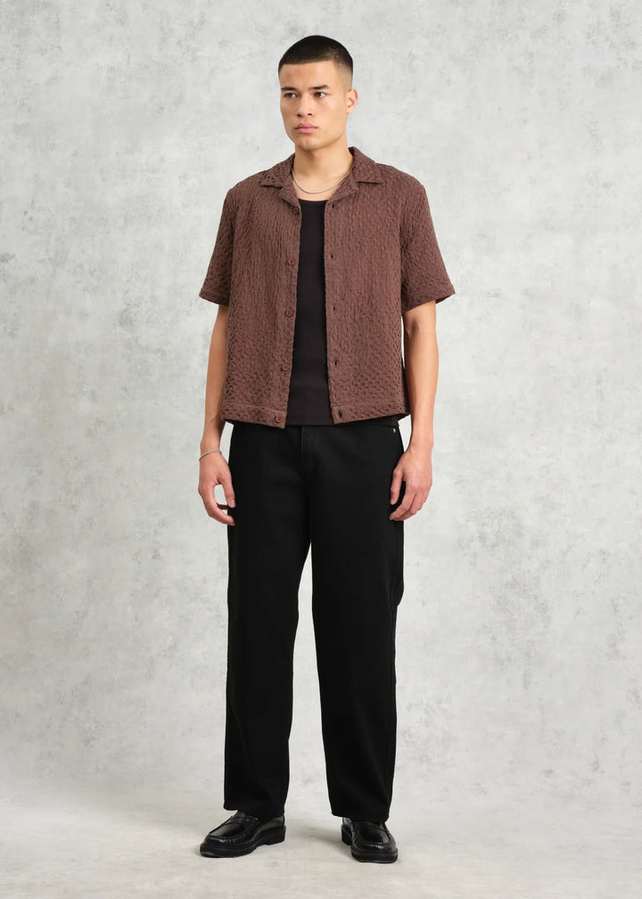 Boxy Dobby Lido SS Shirt - Brown