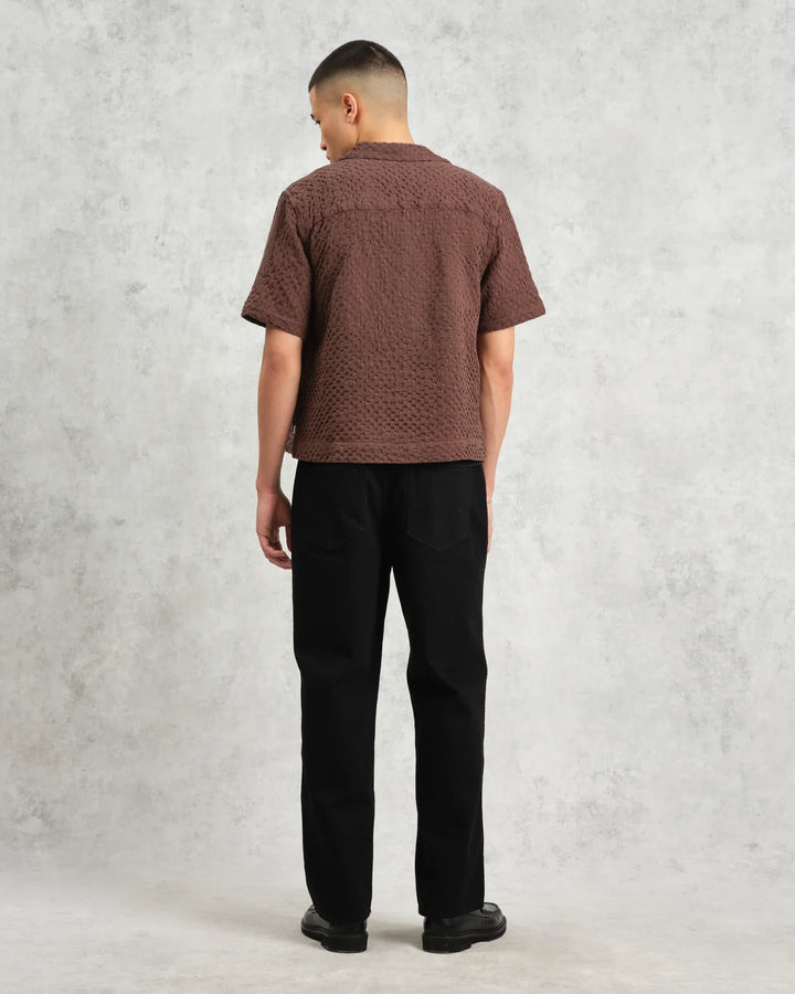 Boxy Dobby Lido SS Shirt - Brown