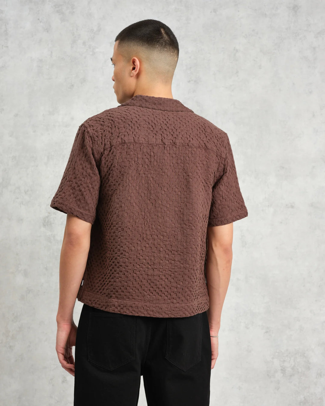 Boxy Dobby Lido SS Shirt - Brown