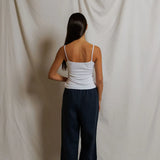 Lorana Linen Drawstring Pant - Navy