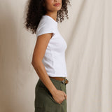 Macy Rib Crew Neck Tee - White