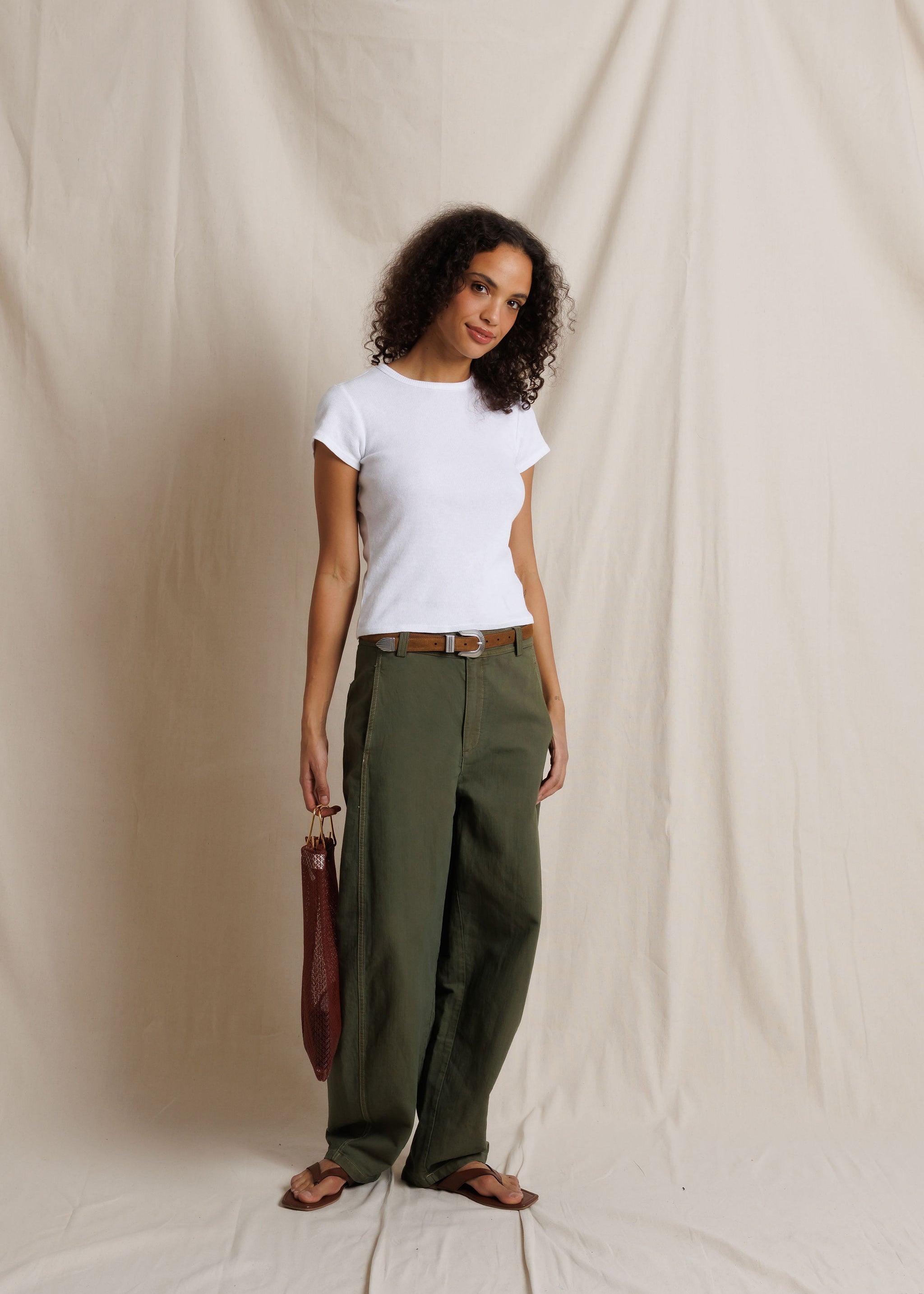 Macy Rib Crew Neck Tee - White