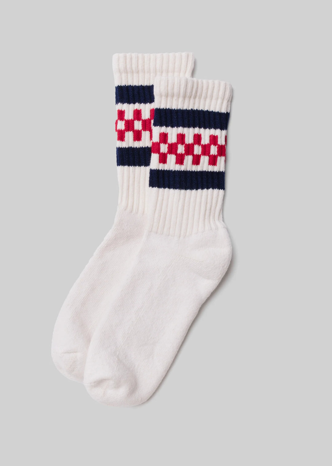 Retro Check Socks - Royal/ Red