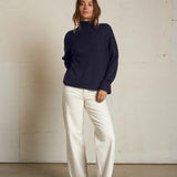 Nova Cashmere Roll Neck Sweater - Navy
