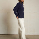 Nova Cashmere Roll Neck Sweater - Navy