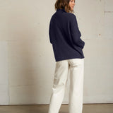 Nova Cashmere Roll Neck Sweater - Navy