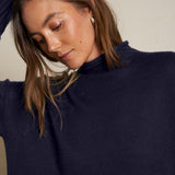 Nova Cashmere Roll Neck Sweater - Navy