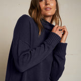 Nova Cashmere Roll Neck Sweater - Navy