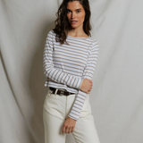 Parker Jersey Top - Driftwood / White Stripe