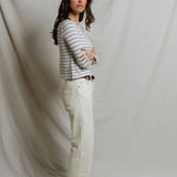 Parker Jersey Top - Driftwood / White Stripe